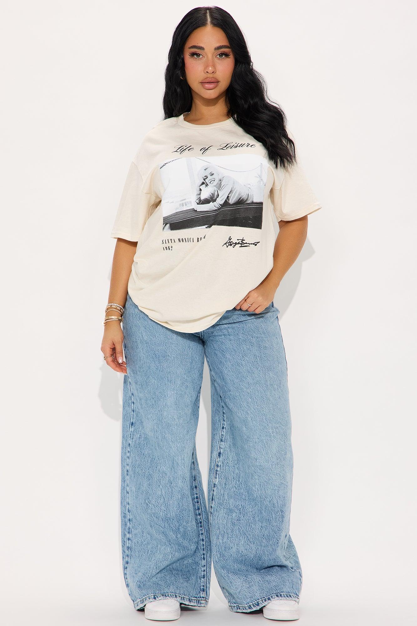 Marilyn Monroe Life Of Leisure Oversized Tee - Cream Product Image