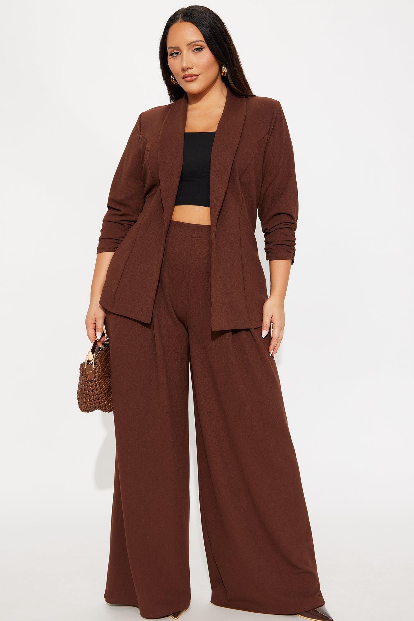 Reaching Goals Blazer Pant Set - Brown Female Product Image