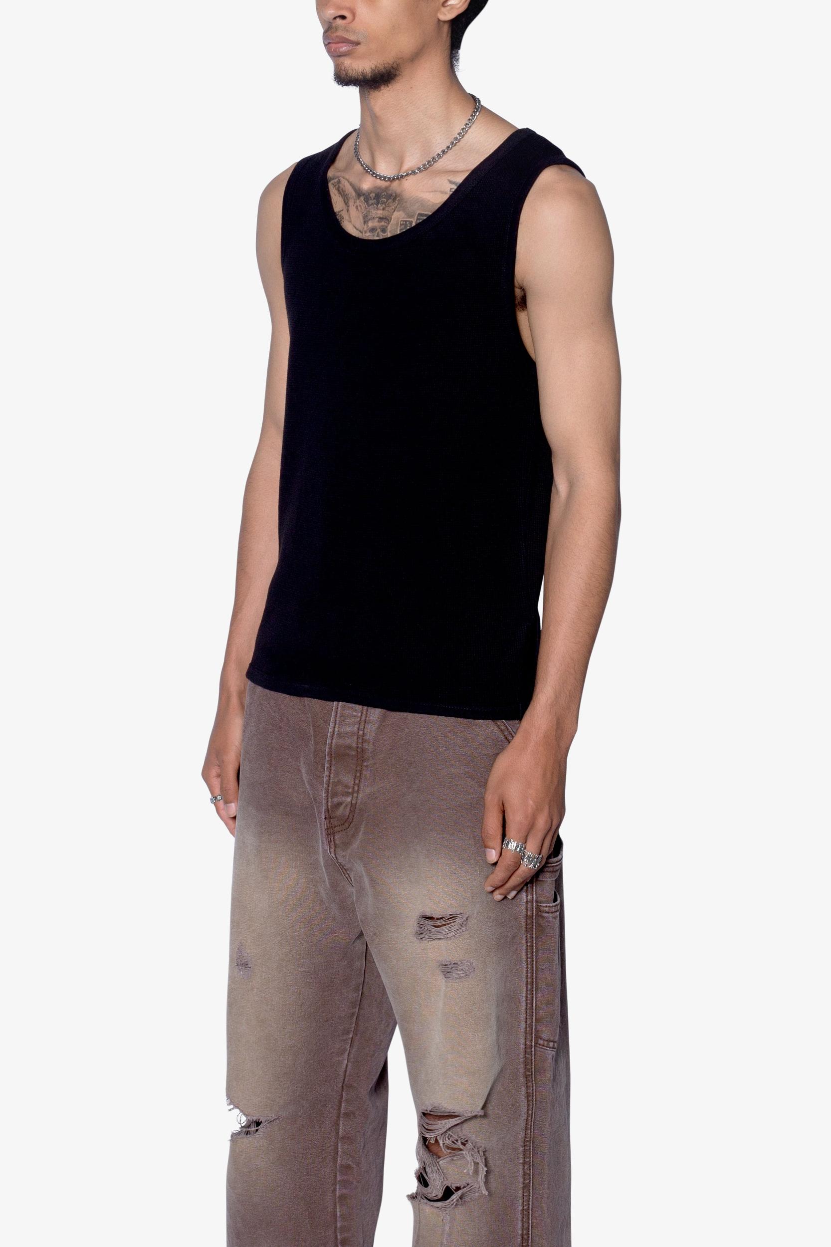 Waffle Knit Tank - Black Product Image