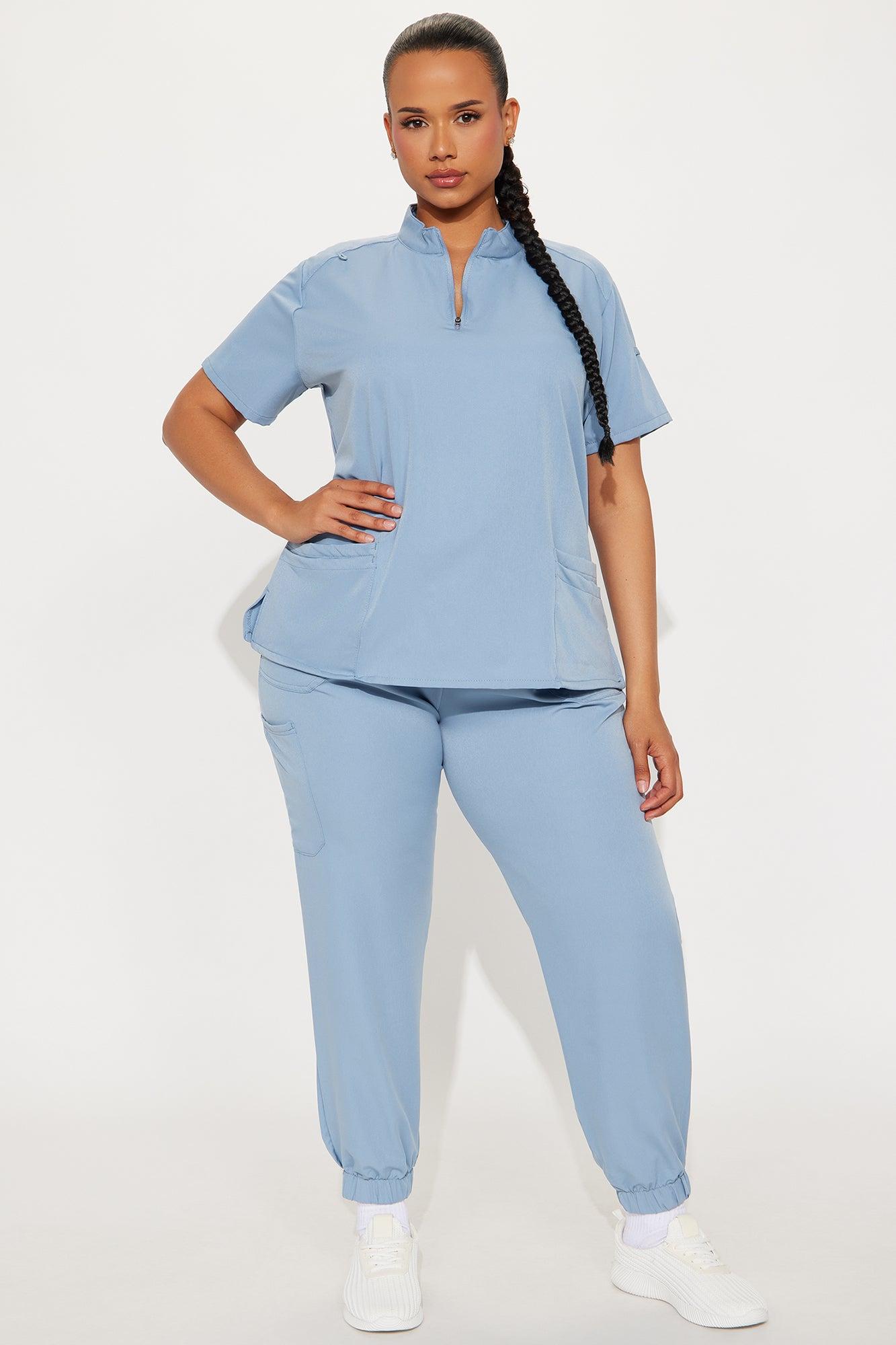 On The Go 4 Way Stretch Uniform Scrub Jogger Set - Slate Blue Product Image