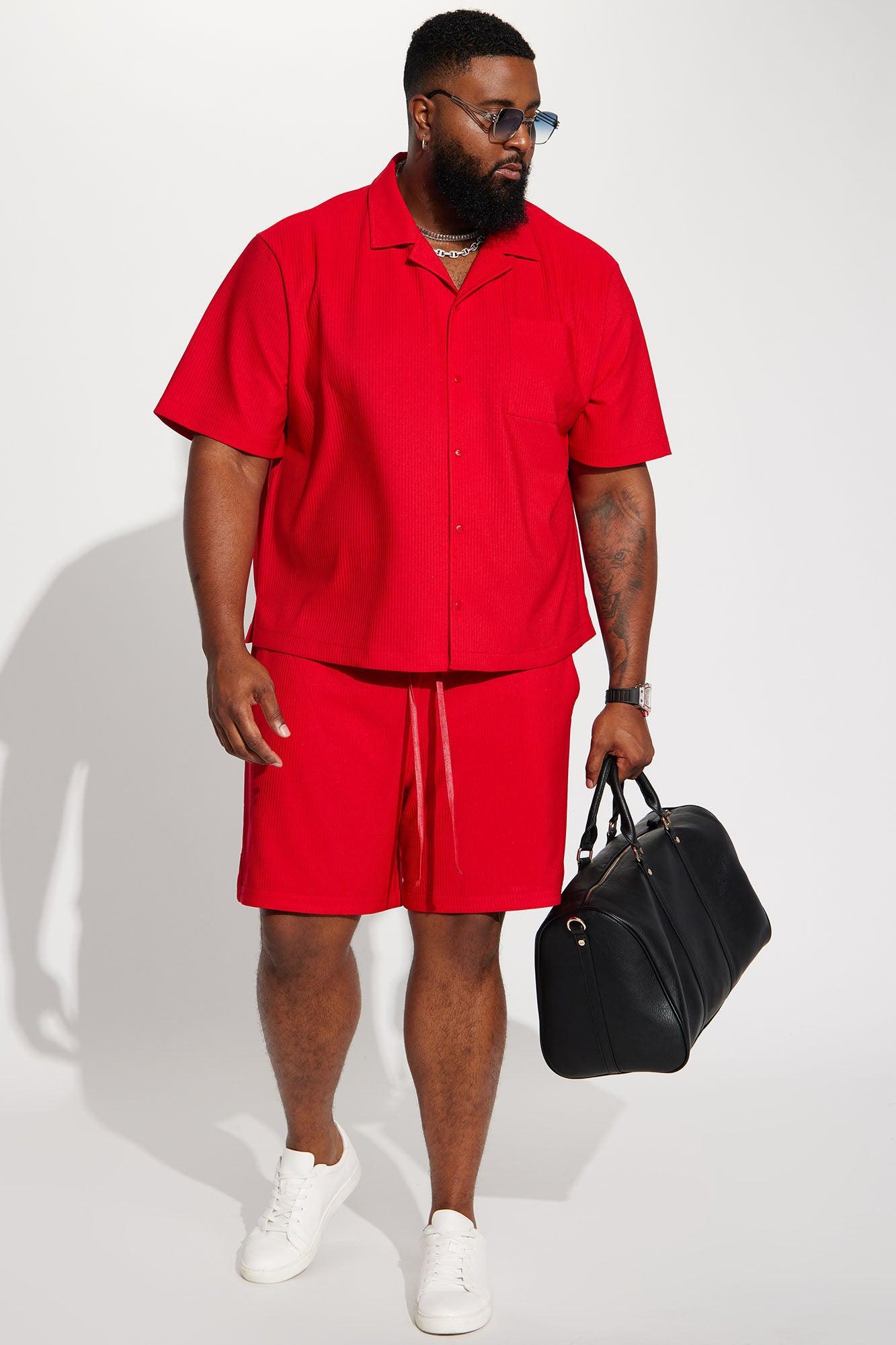 Show Up Short Sleeve Cuban Shirt - Red Product Image