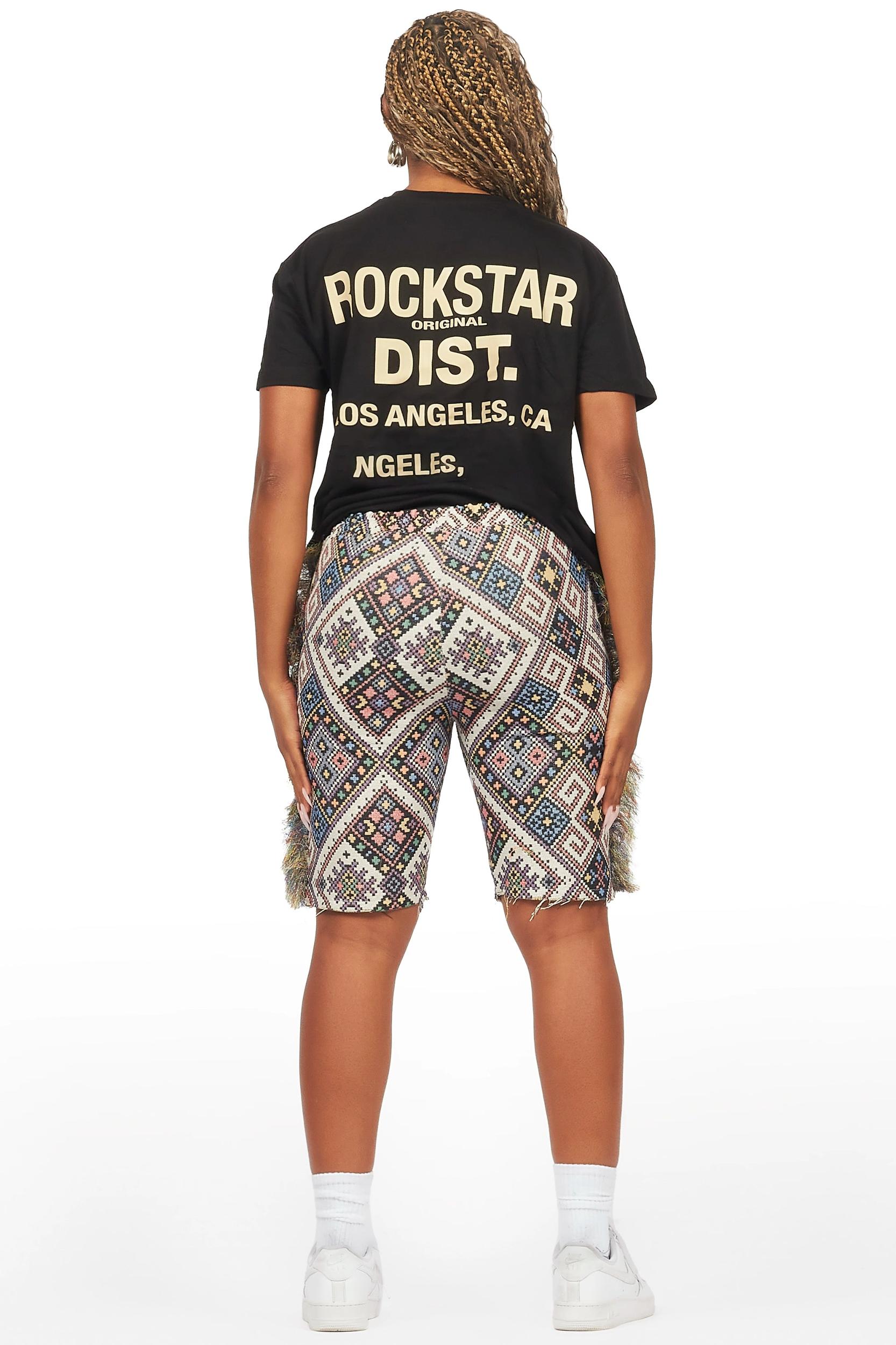 Missy Black/Beige T-Shirt Short Set Female Product Image