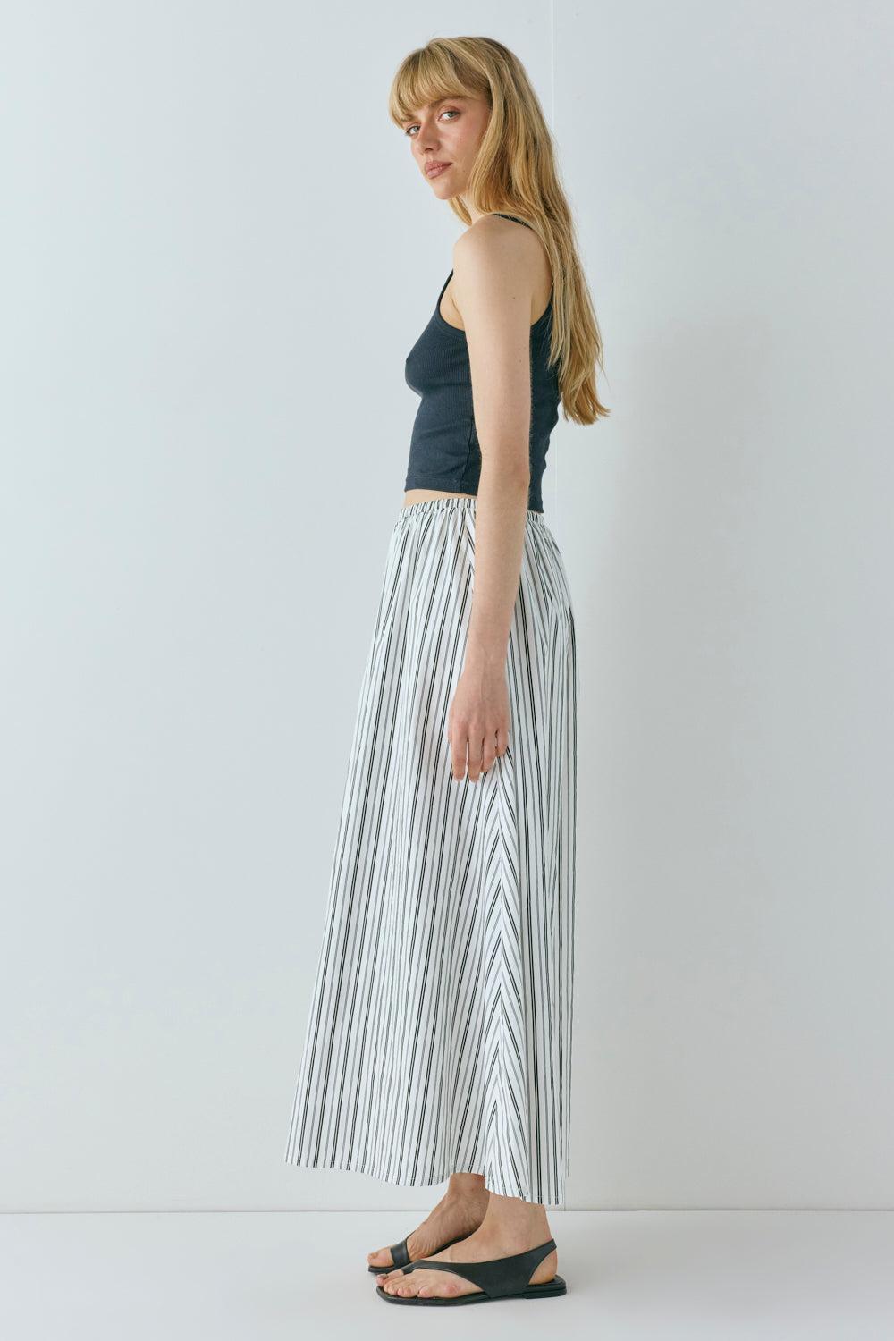 Solara Midi Skirt Black Stripe Product Image