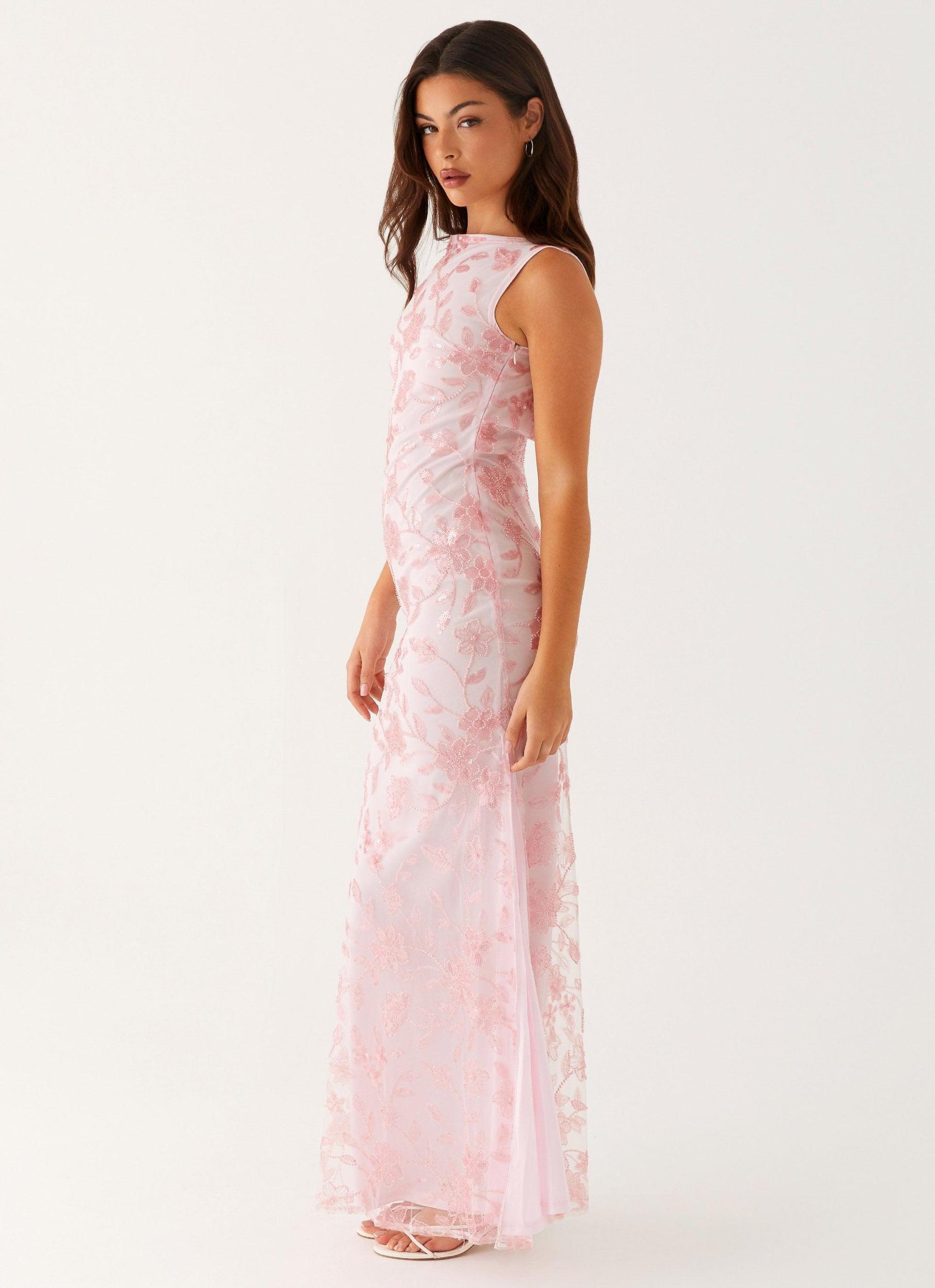 Moorey High Neck Maxi Dress - Pink Product Image