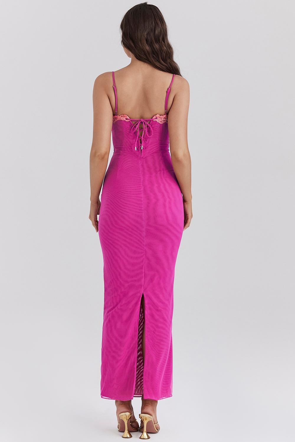 Aiza  raspberry lace trimmed maxi dress Product Image