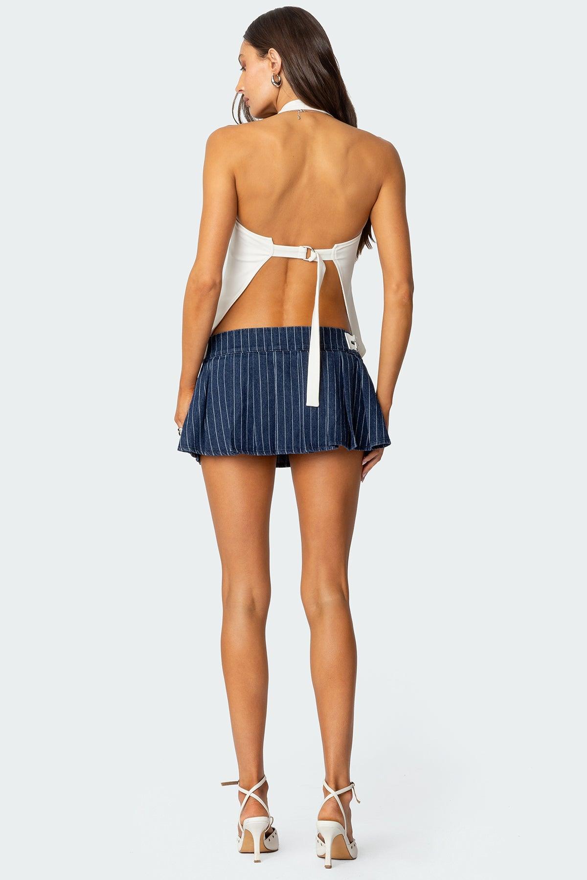 Daryn Pinstripe Pleated Mini Skort Product Image