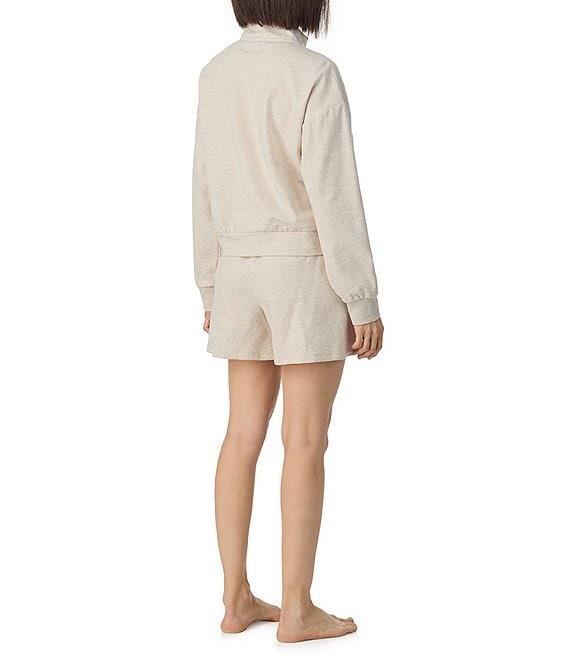 DKNY By Donna Karan Solid Long Sleeve Half Zip Shorty Lounge Set Product Image