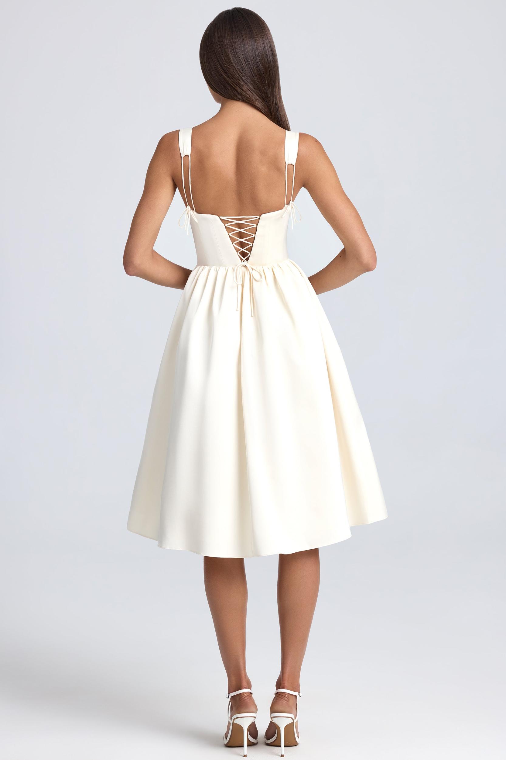 Draped Corset Midaxi Dress in Ivory Product Image