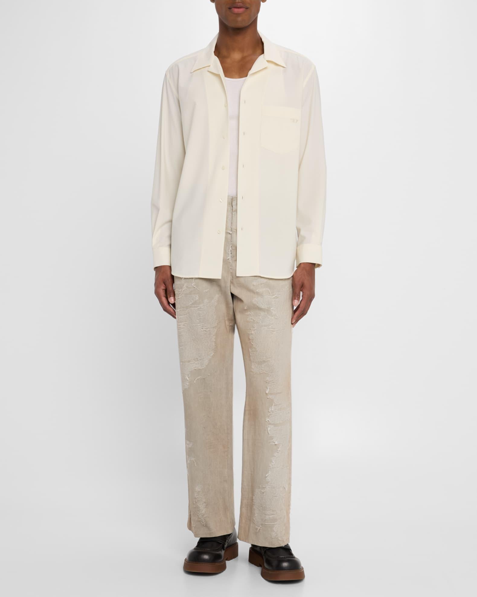 Men's Distressed Jacquard Denim Pants Product Image