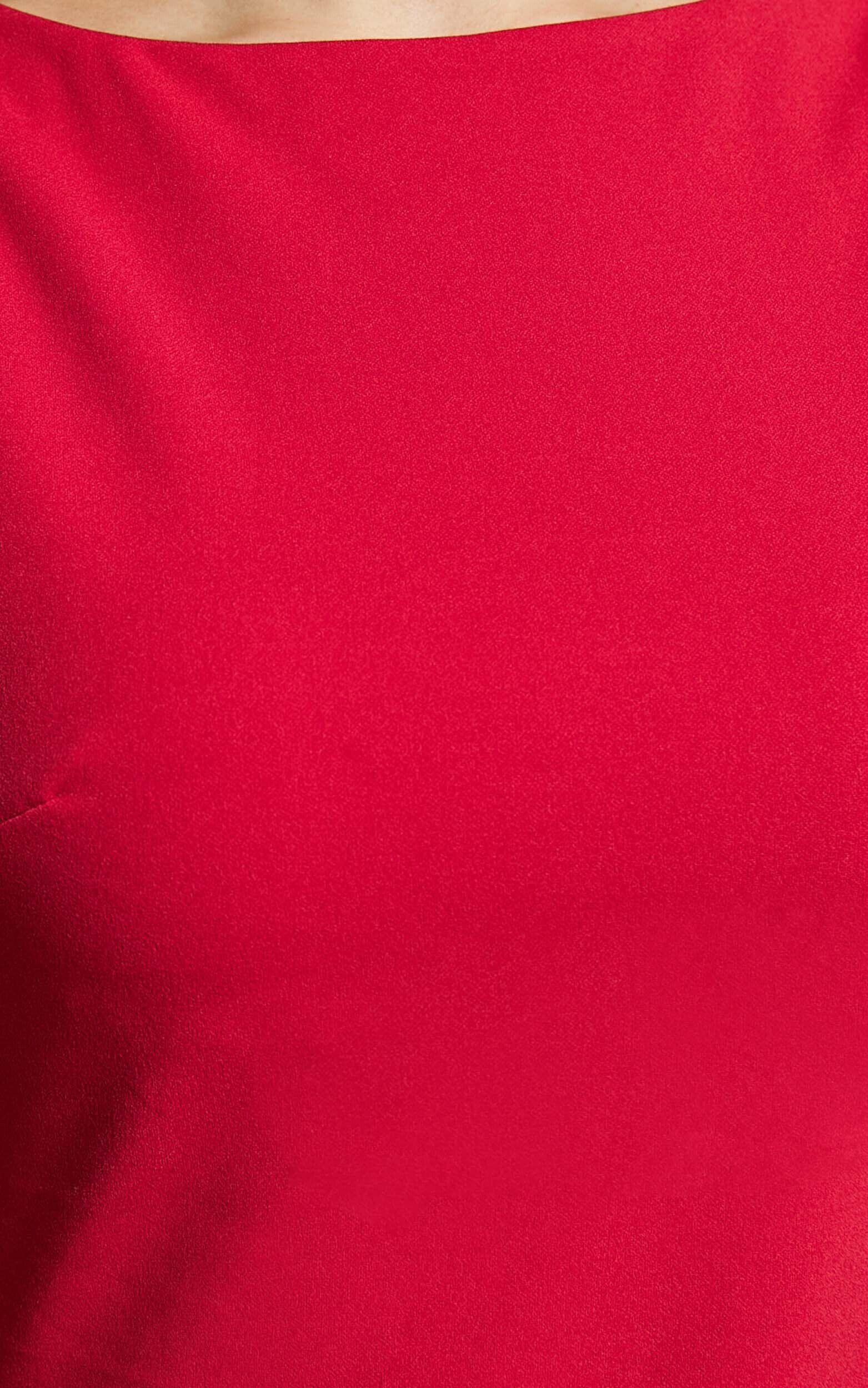 Bindi Boat Neck Bodycon Mini Dress in Red Product Image