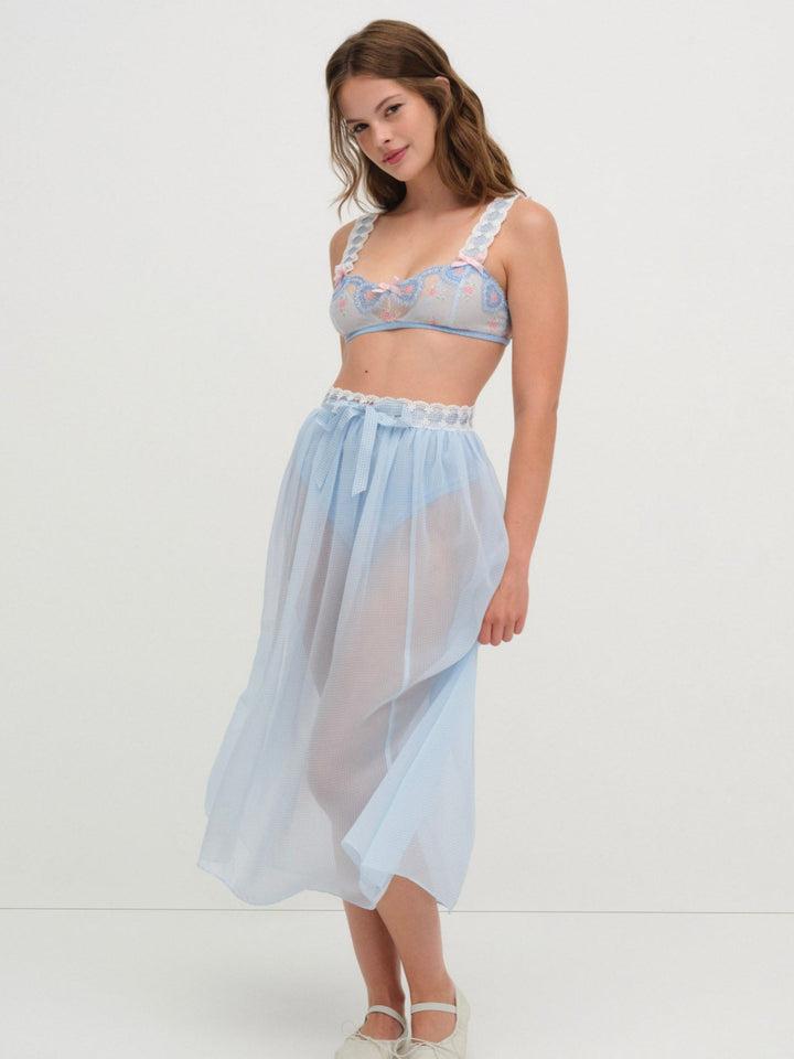 Dainty Doily Midi Skirt — Blue Product Image