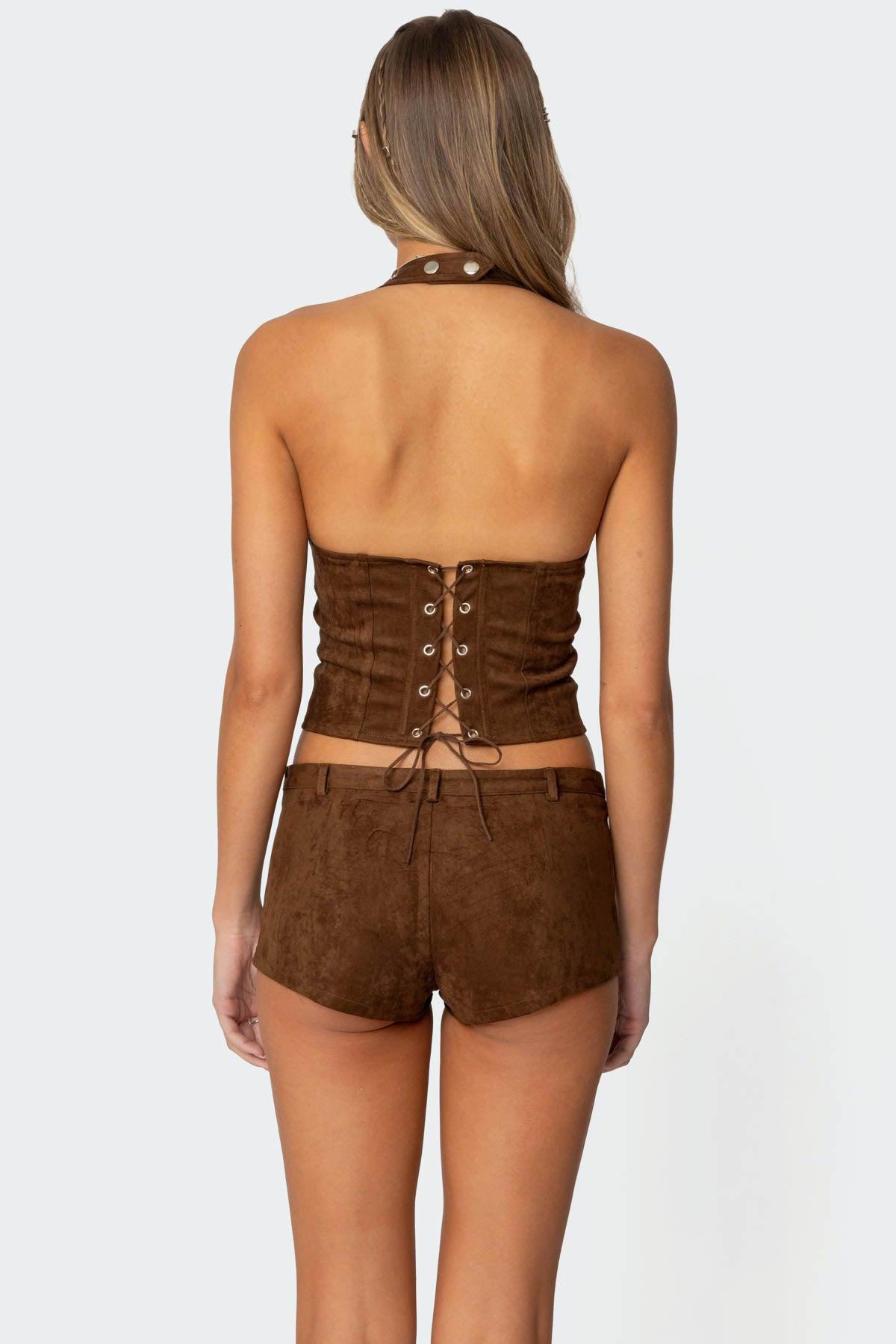 Sloane Faux Suede Halter Top Product Image