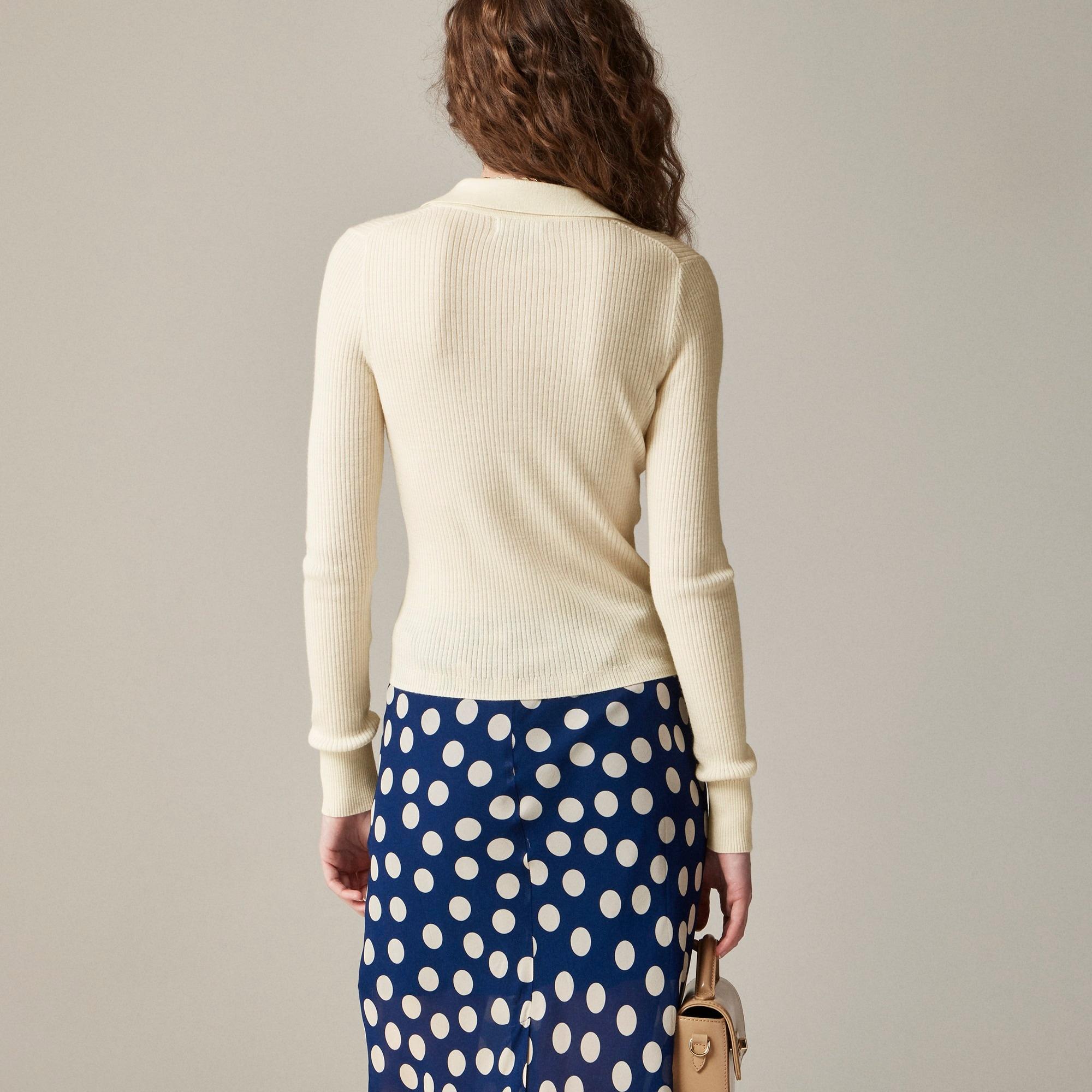 Collared button-up sweater in merino wool blend Product Image