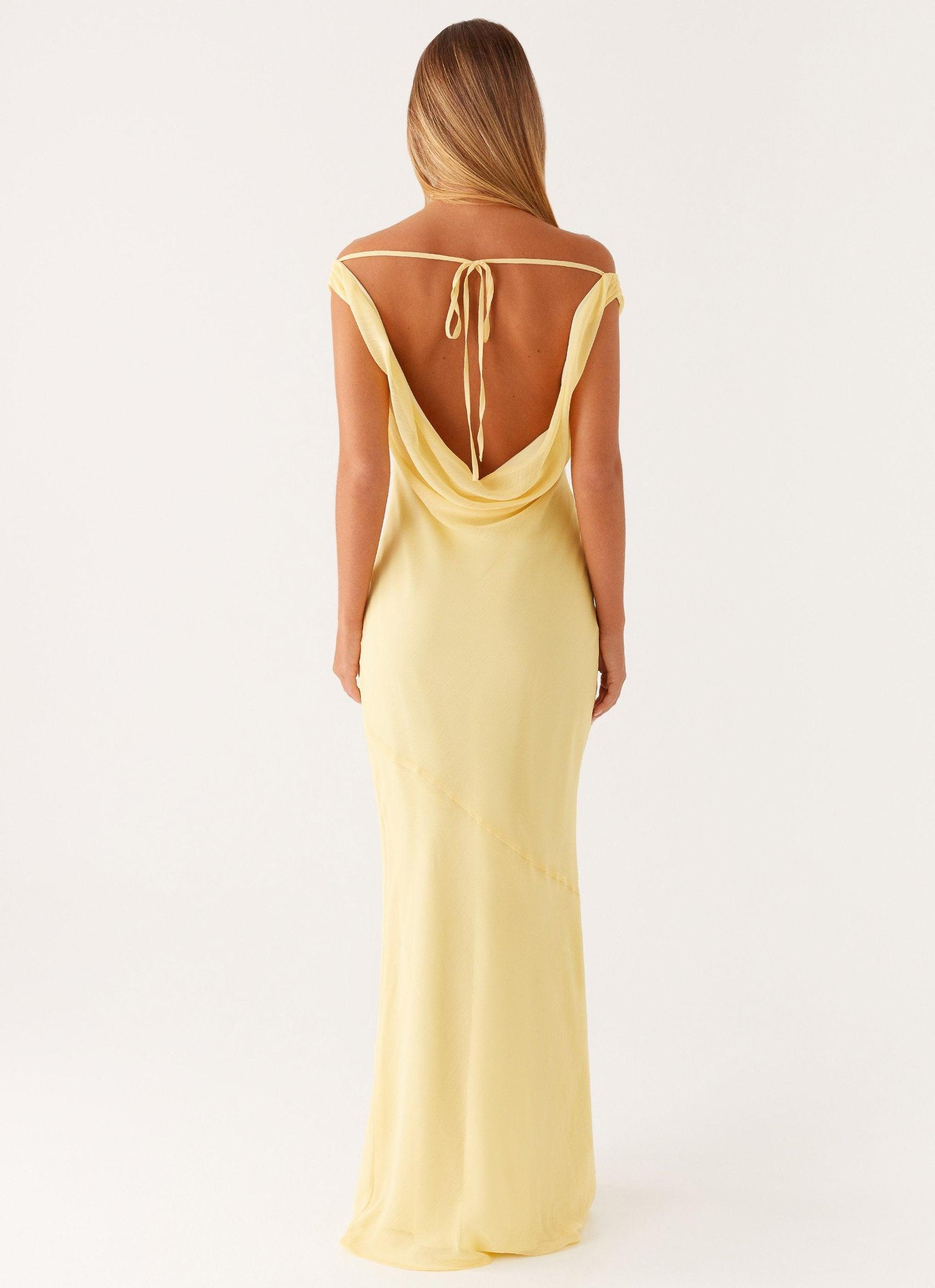 Brittany Chiffon Maxi Dress - Pastel Yellow Product Image