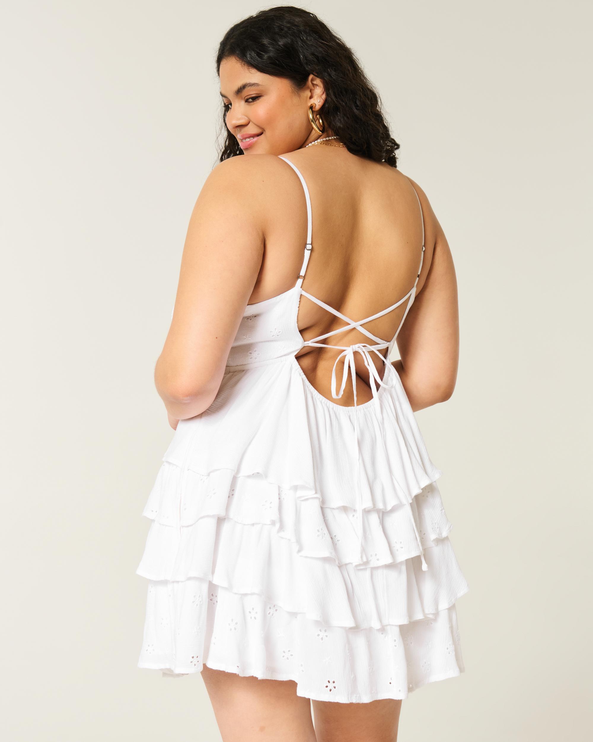 V-Neck Ruffled Tier Babydoll Mini Dress Product Image