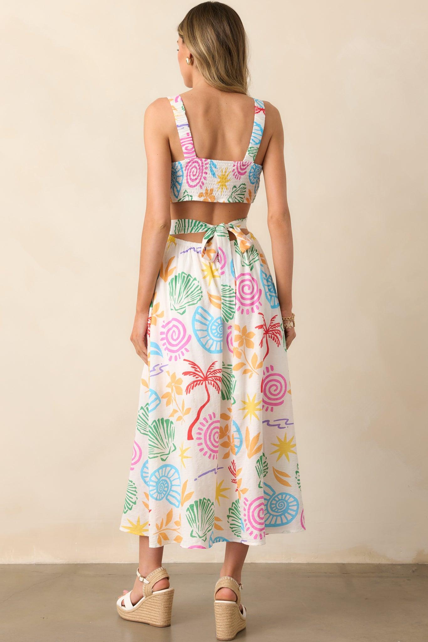 Calming Tides Ivory Multi Tropical Print Maxi Dress Product Image