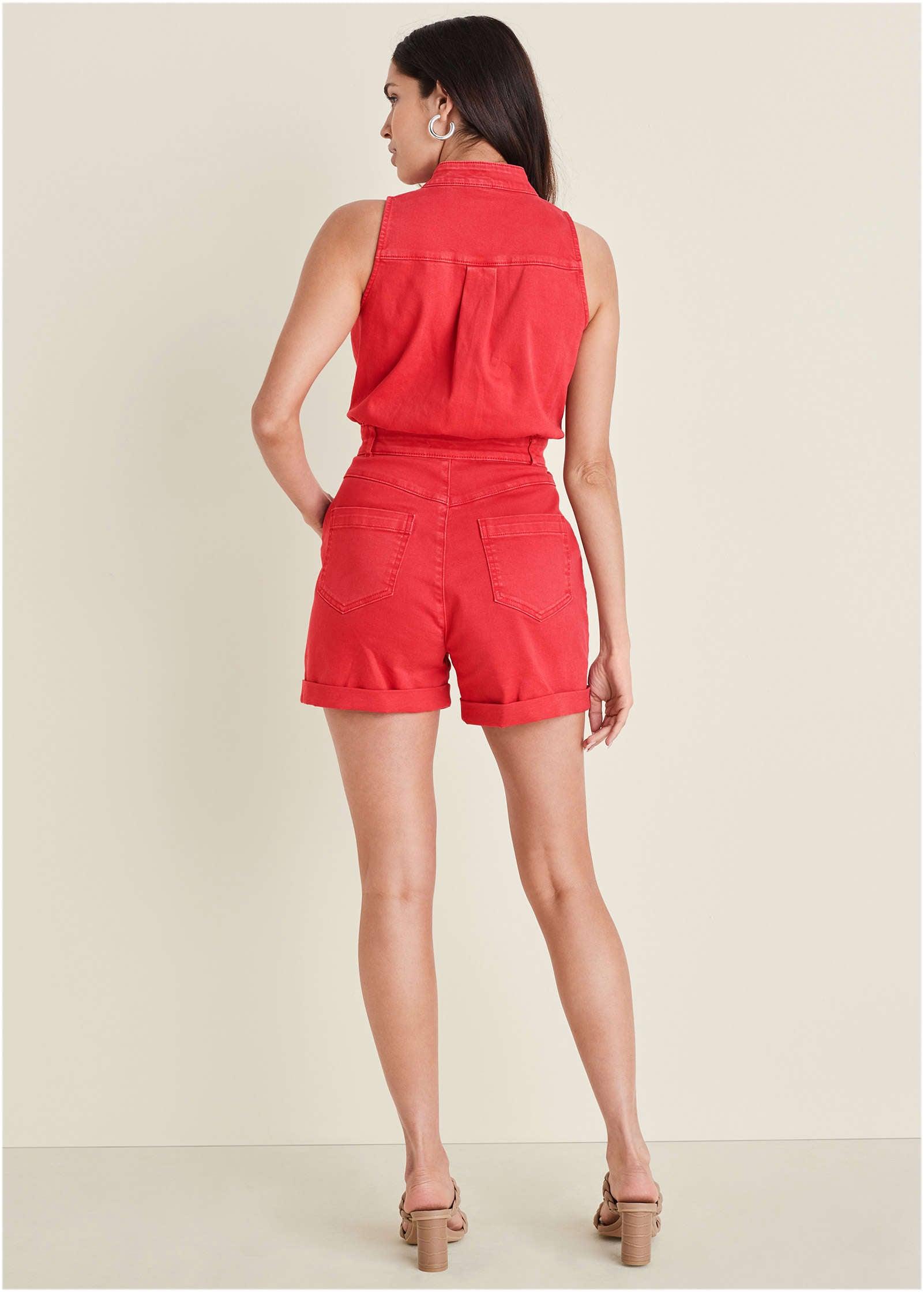 Twill Utility Romper - Scarlet Product Image