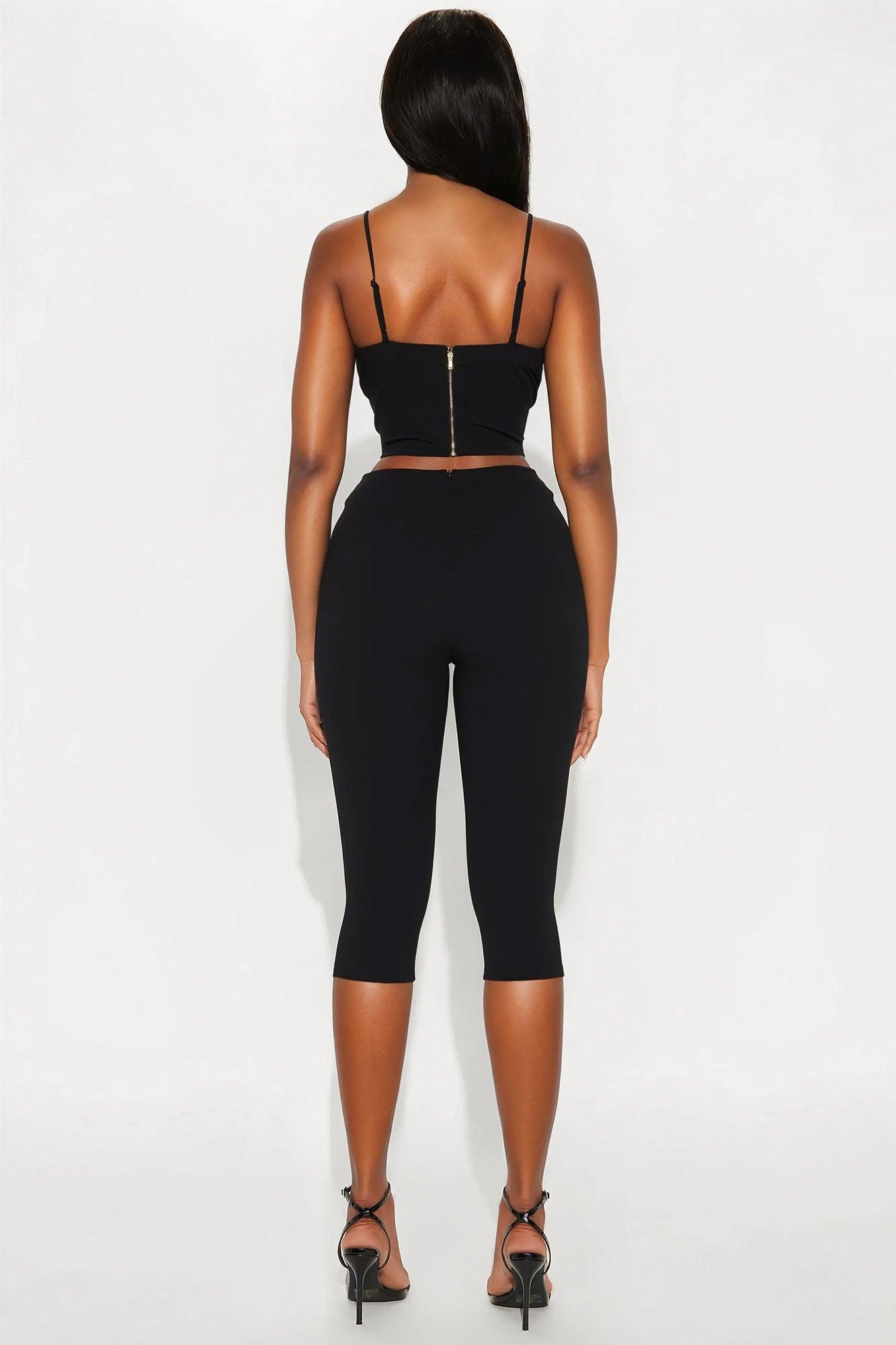 Monaco Vacation Capri Pant Set - Black Product Image