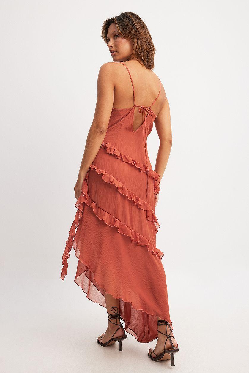 Ruffle Chiffon Midi Dress Product Image