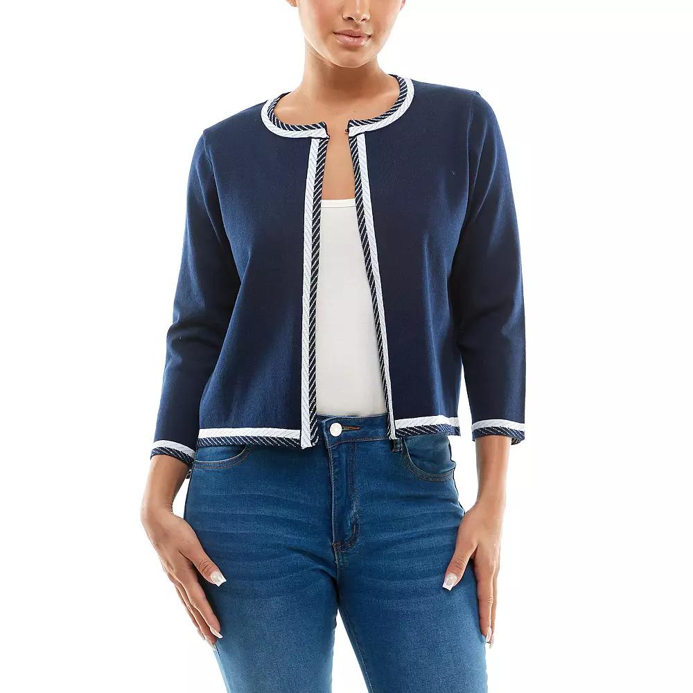 Women's Nina Leonard Chevron Bolero, Size: Large, Blue Iv Si Product Image