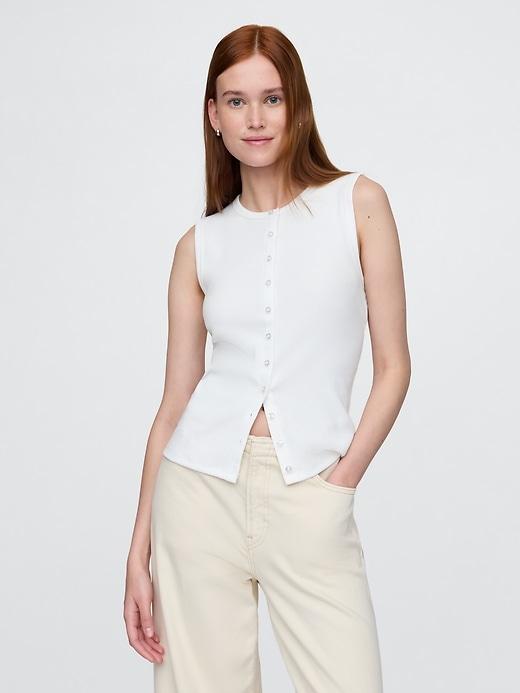 Modern Rib Cardigan Vest Product Image