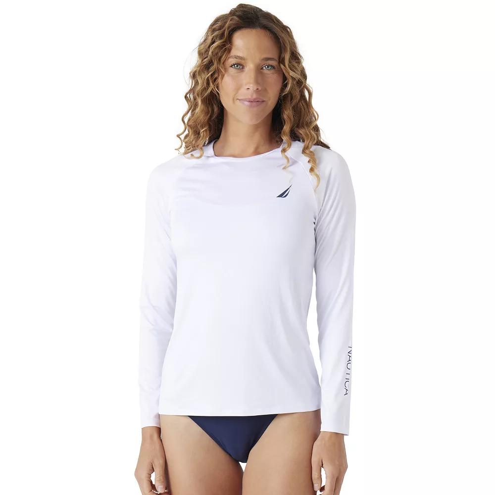 Women's Nautica Long Sleeve Rash Guard, Size: XL, White Product Image
