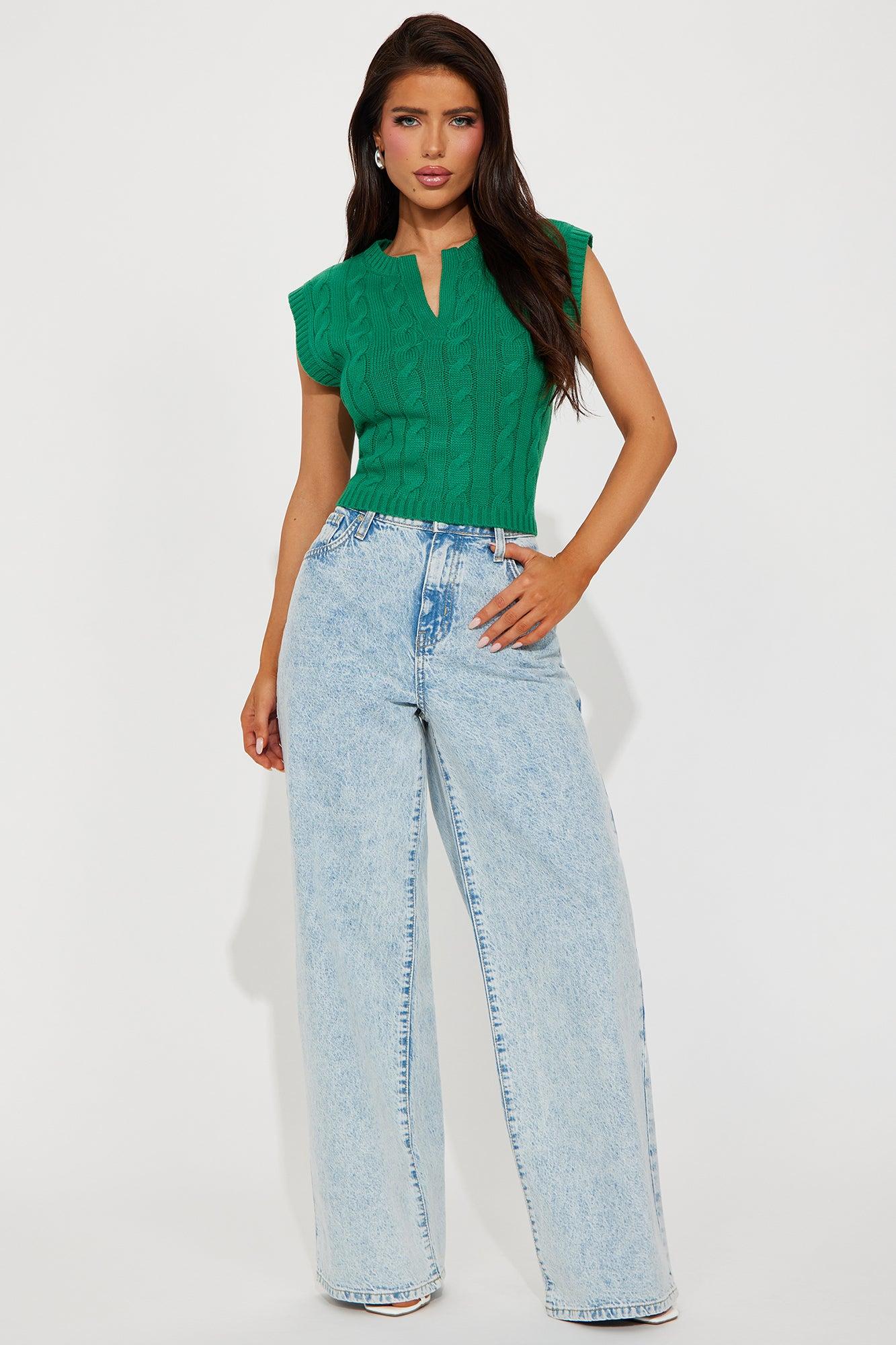 Honor Roll Cable Knit Sweater Vest - Green Product Image