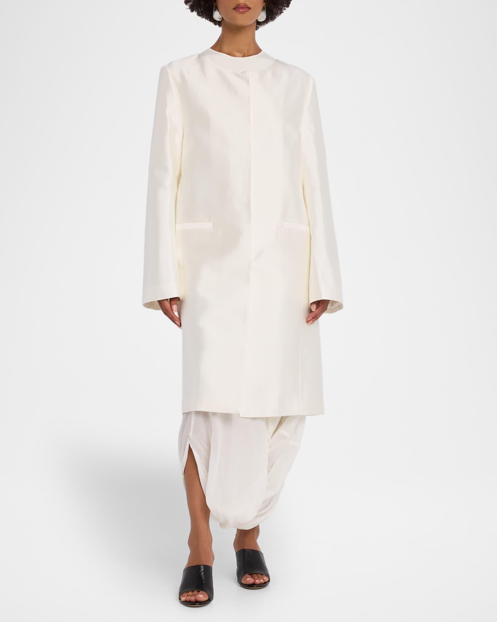 Silk Collarless Coat Product Image