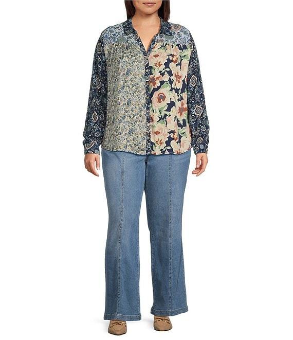 Nurture by Westbound Plus Size Woven Long Sleeve Floral Print Button Down Top Product Image