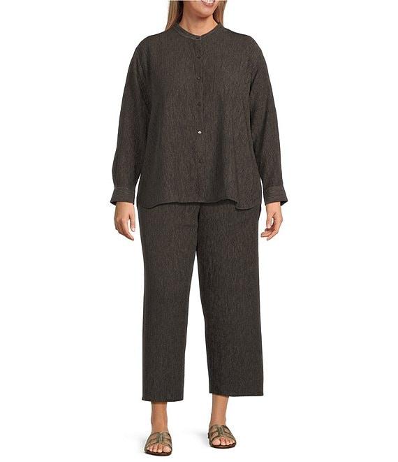 Eileen Fisher Plus Coordinating Crinkle Texture Plisse Wide Leg Ankle Pants Product Image