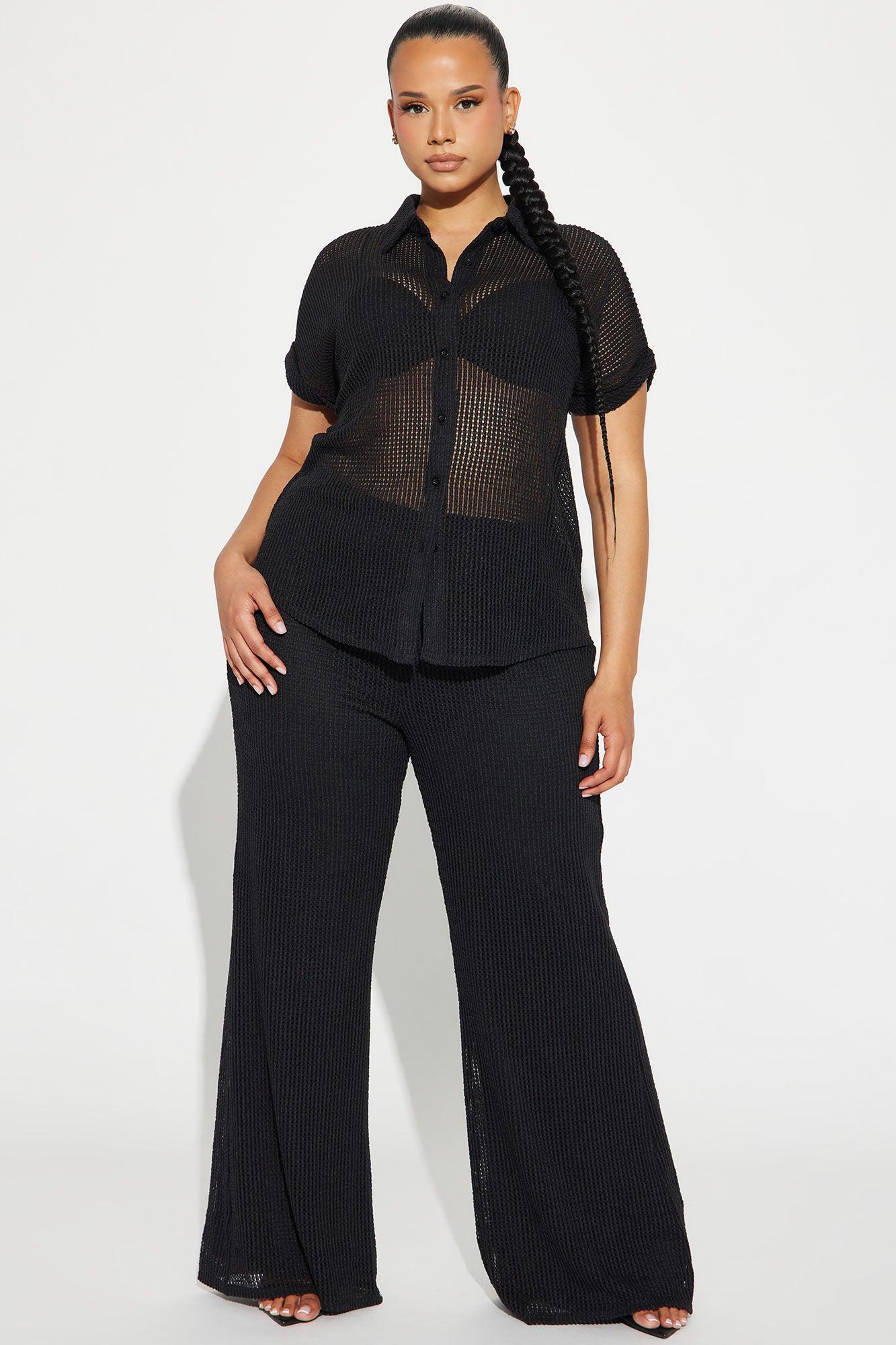 Paradise Livin' Crochet Pant Set - Black Product Image