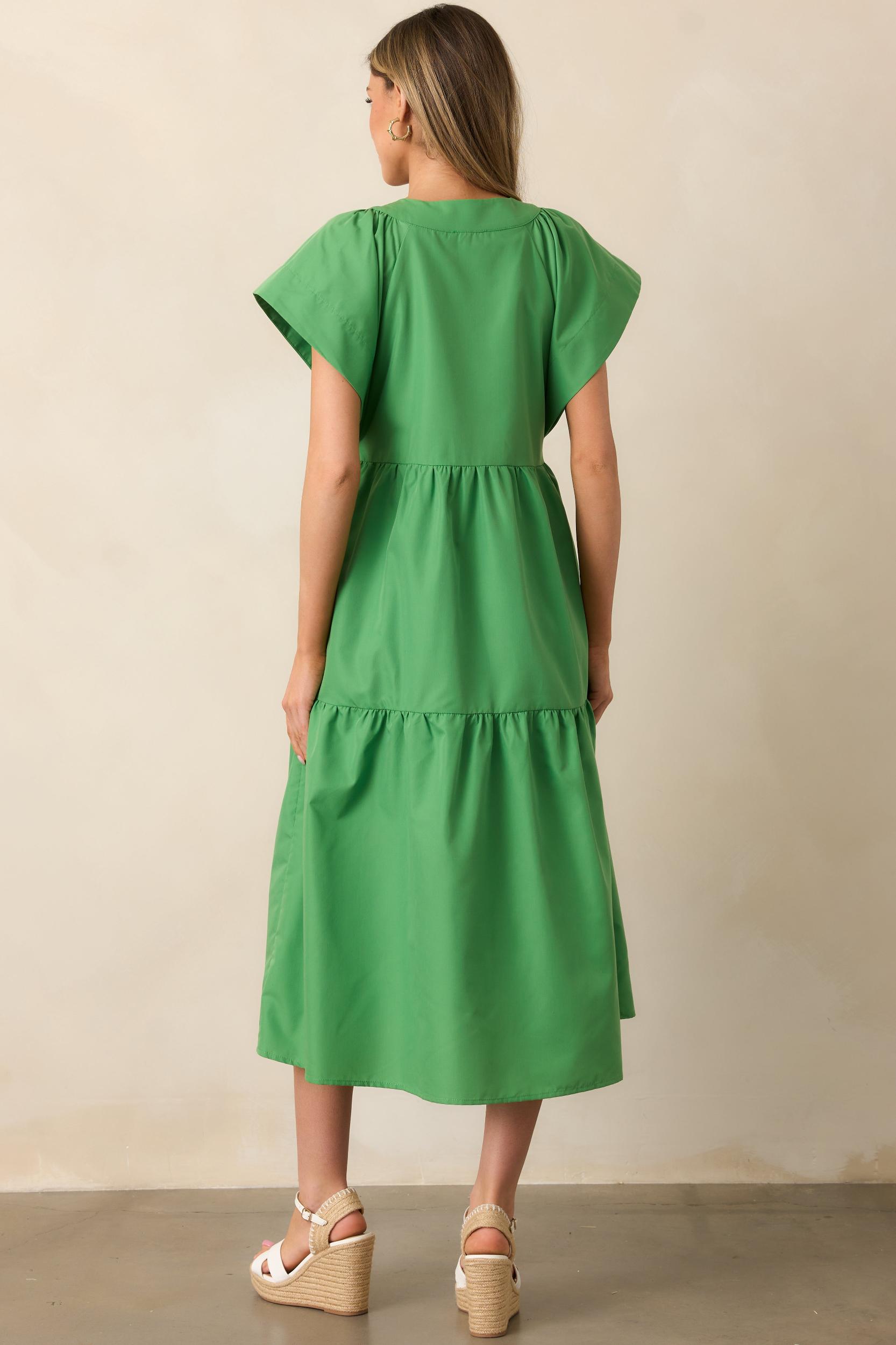 Living In A Small Town Green Button Front Midi Dress Product Image