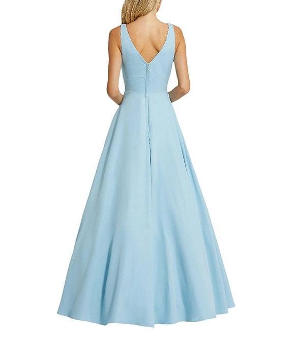 Ieena for Mac Duggal V-Neck Lined Pocketed Sleeveless Ball Gown Product Image