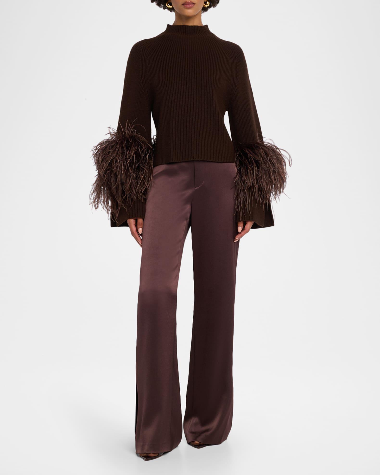 Mock-Neck Feather Merino Wool Sweater Product Image