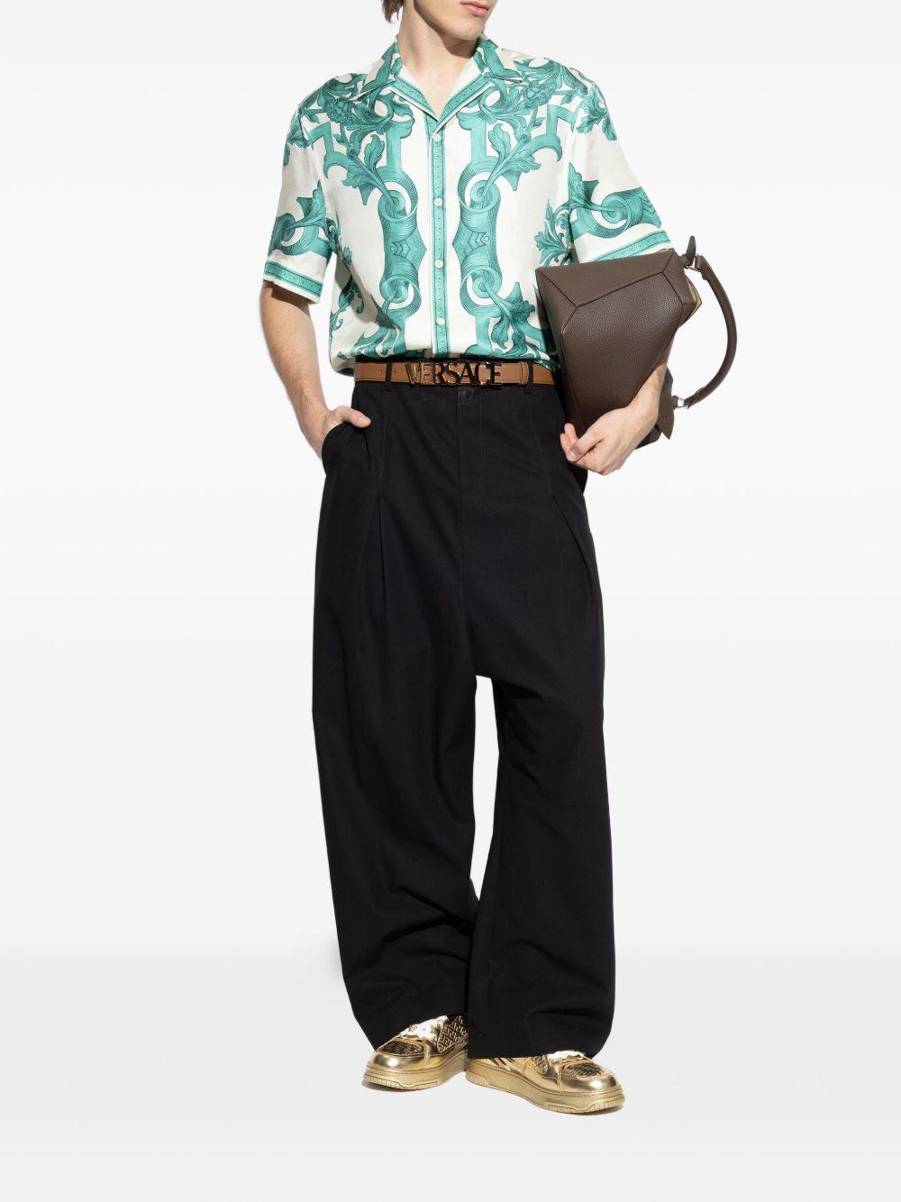 Greca-detail leather sneakers Product Image