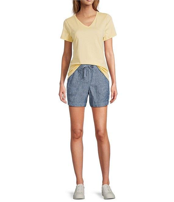 L.L.Bean Linen Mid-Rise Elastic Waistband Shorts Product Image
