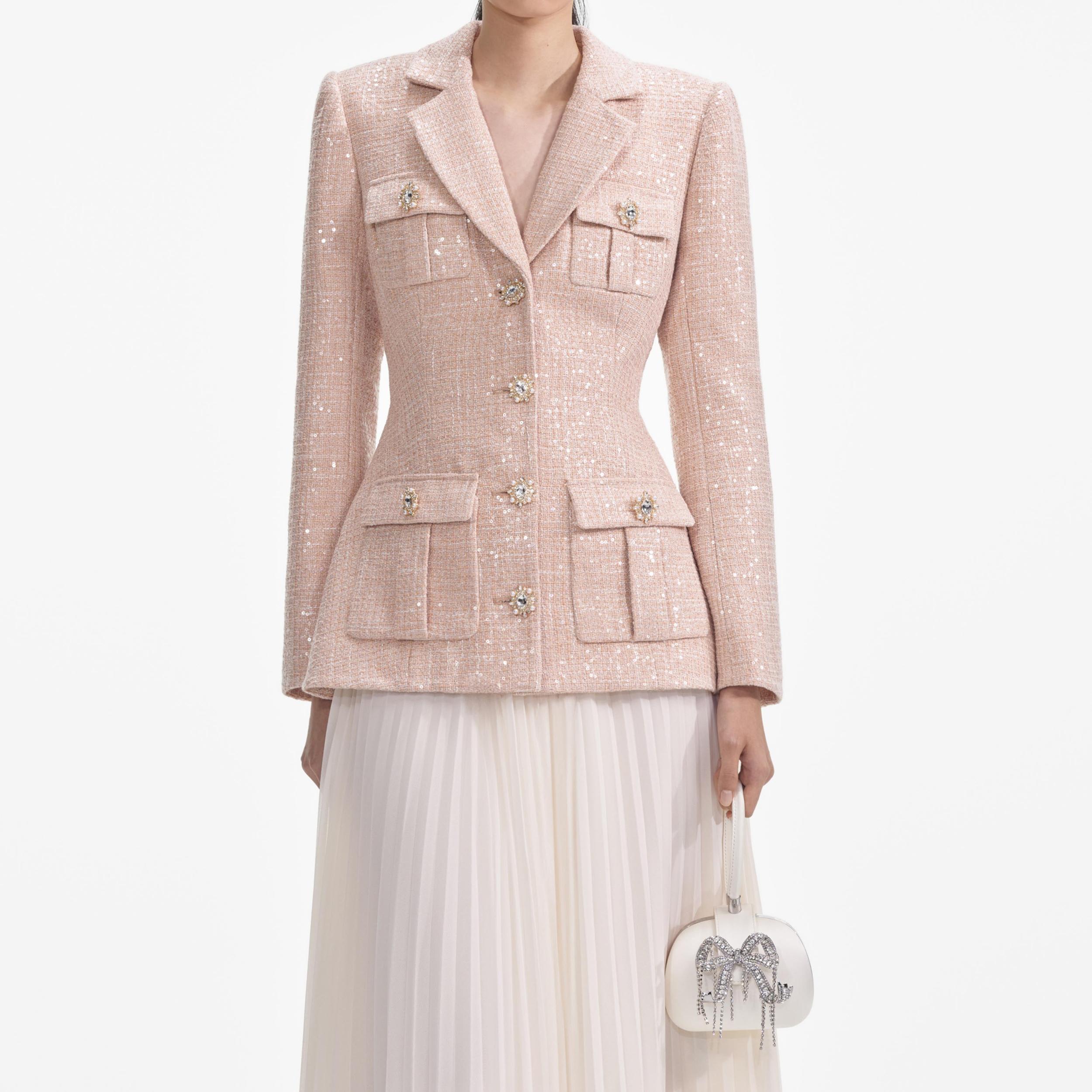 Sequin Boucle Chiffon Midi Dress Product Image