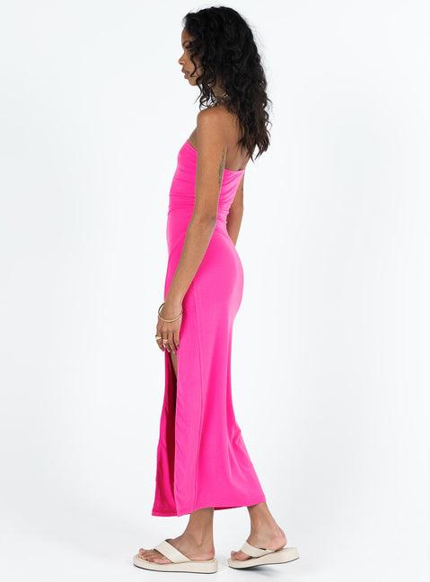 Panama Strapless Maxi Dress Hot Pink Product Image