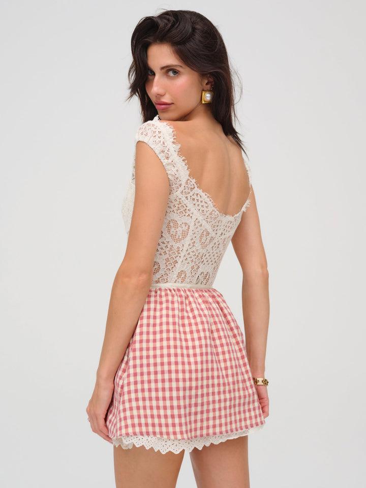 Georgia Gingham Micro Mini Skirt — Mauve Product Image