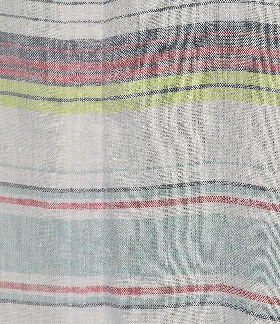 Westbound Petite Size Meadow Stripe Short Sleeve V-Neck Tie Front Top Product Image