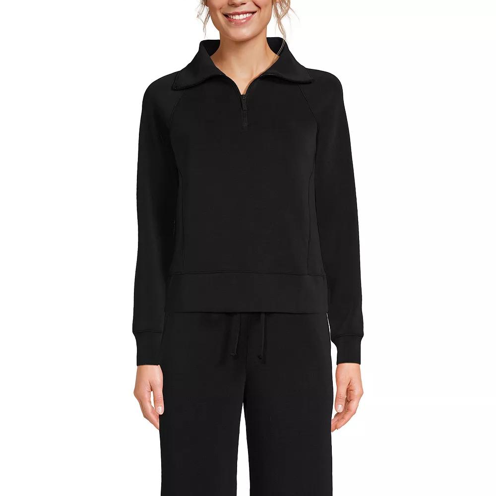 Women's Lands' End Long Sleeve Softest Touch Half-Zip Top, Size: XS, Black Product Image