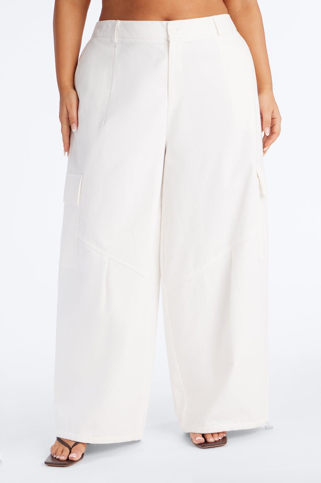 Aerin Mid Rise Cargo Jogger Pant 30″ - Ivory Female Product Image