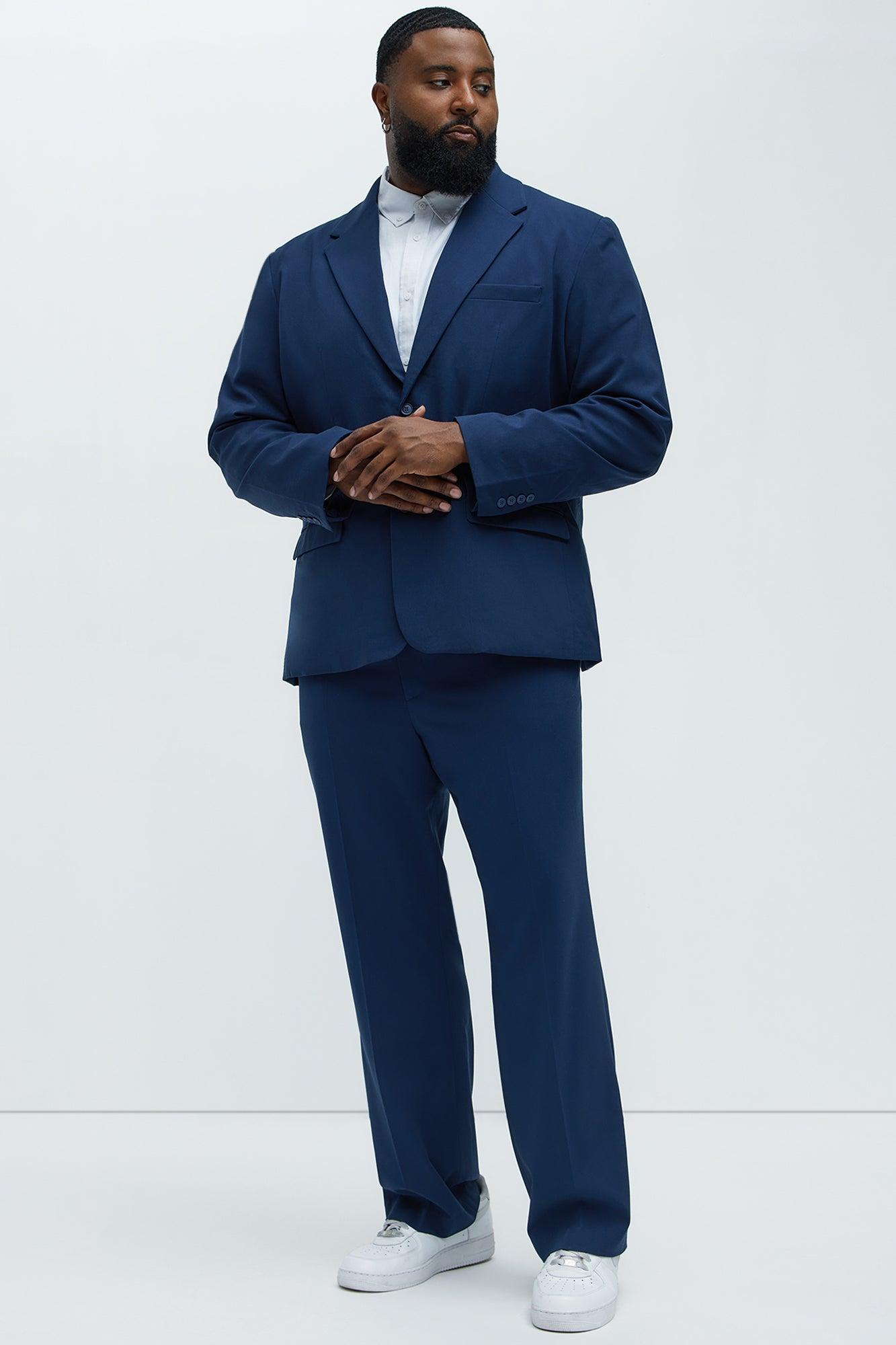Modern Stretch Straight Trousers - Navy Product Image