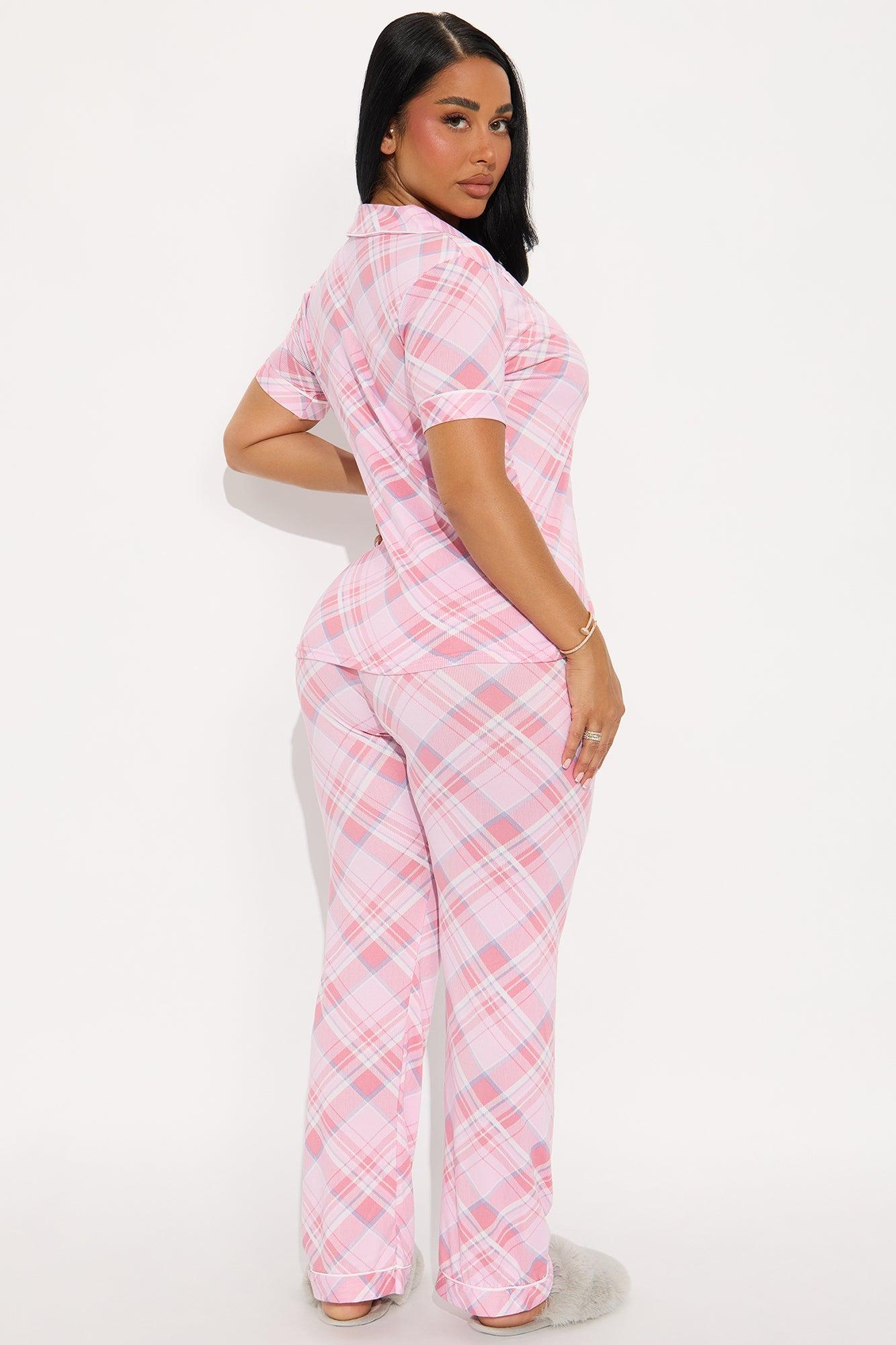 Get In Bed Short Sleeve PJ Pant Set - Pink/combo Female Product Image