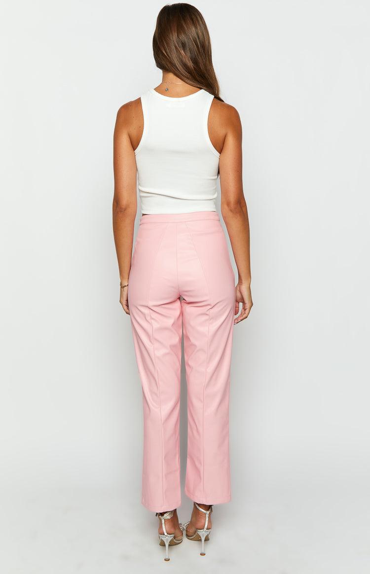 Elevate Pink PU Leather Pants Baby Product Image
