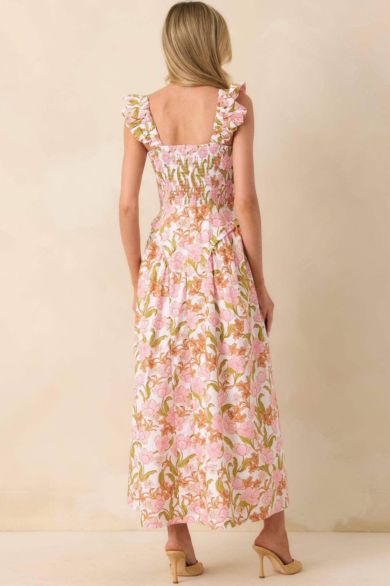 The Main Event Pink Floral Print Cotton Maxi Shirt Dress Product Image