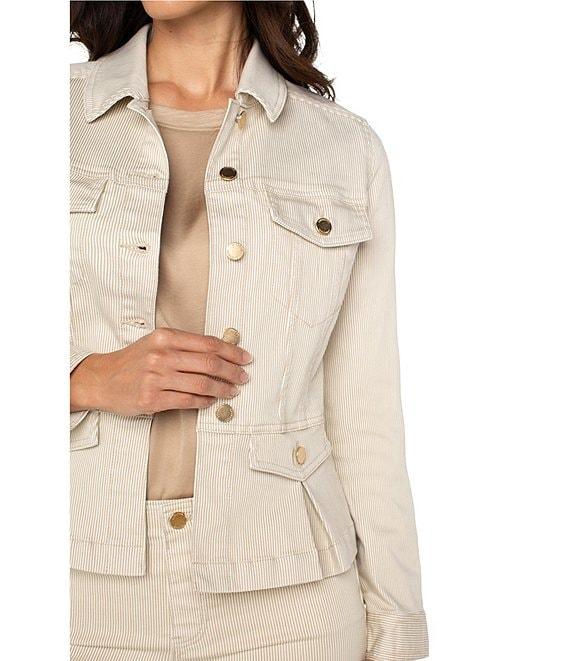 Liverpool Los Angeles Petite Size Stretch Twill Peplum Point Collar Long Sleeve Jacket Product Image