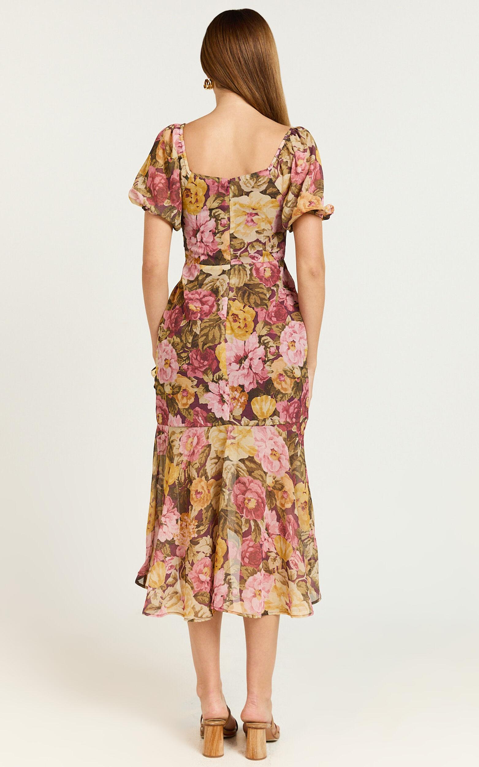 Jasalina Midi Dress - Puff Sleeve Dress in Classic Floral Product Image