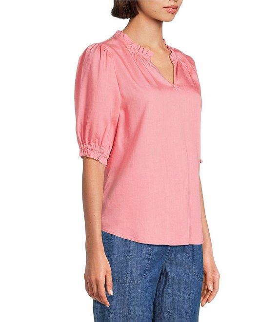 Nurture Elbow Sleeve Notch Neck Top Product Image