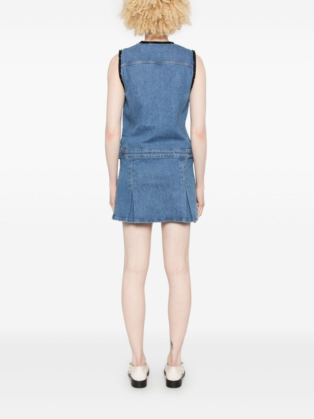 embroidered-trim denim mini dress Product Image